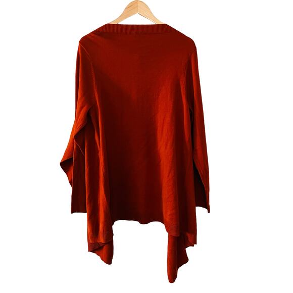 East 5th Open Front Asymmetrical Hem Knit Cardigan Size 1X NWT Burnt Orange - Picture 3 of 9